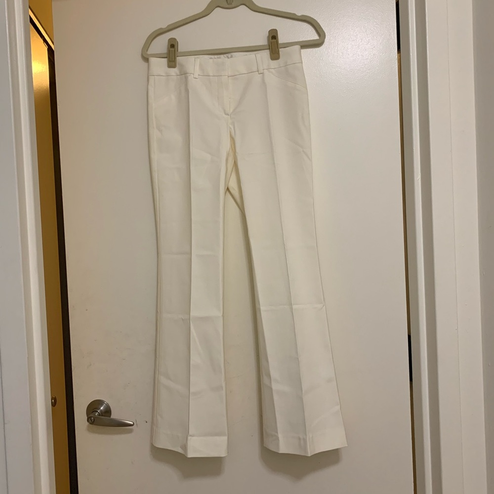 Theory cotton cream stretch pants.
